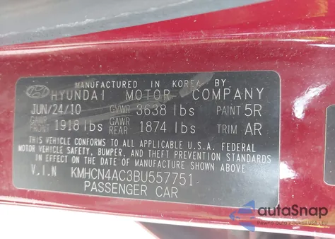 2011 Hyundai Accent Gls from USA, damaged, VIN KMHCN4AC3BU557751